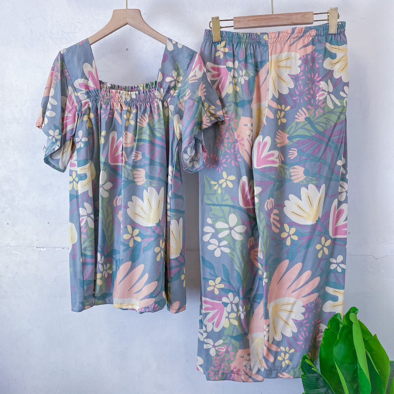 setelan kerut dada / becca set / one set rayon