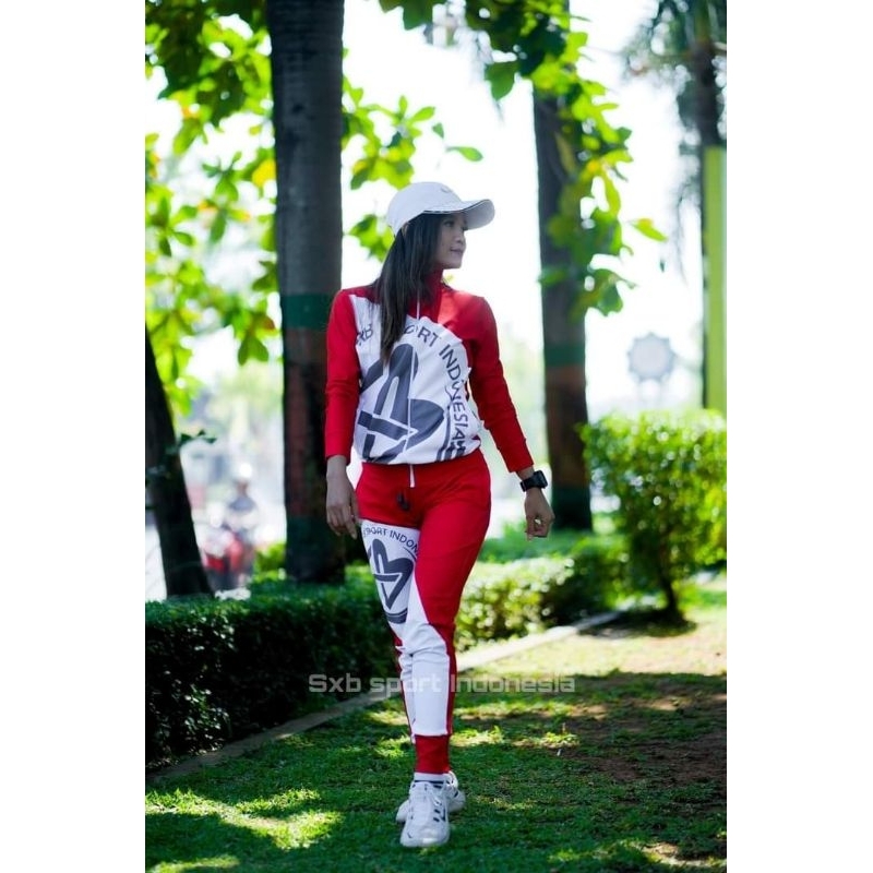 BAJU SENAM SXB MERAH SIMPLE JACKET AND JOGGER