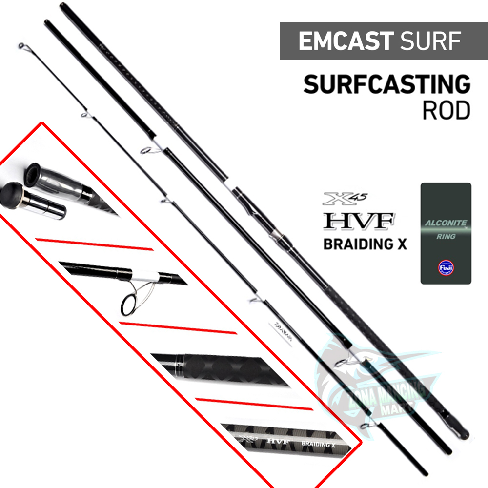 Joran DAIWA EMCAST SURF 4.25M | 4.50M | FUJI | Landbase / Tebing | Sambung 3 | Garansi Alat Pancing