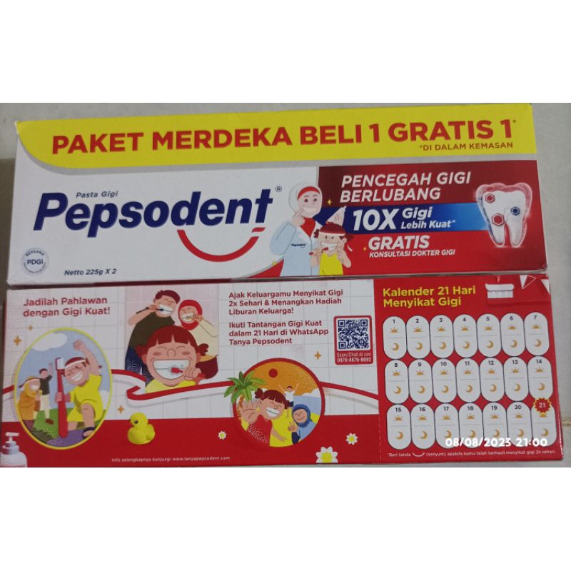 pepsodent 225gr paket merdeka beli 1 gratis 1