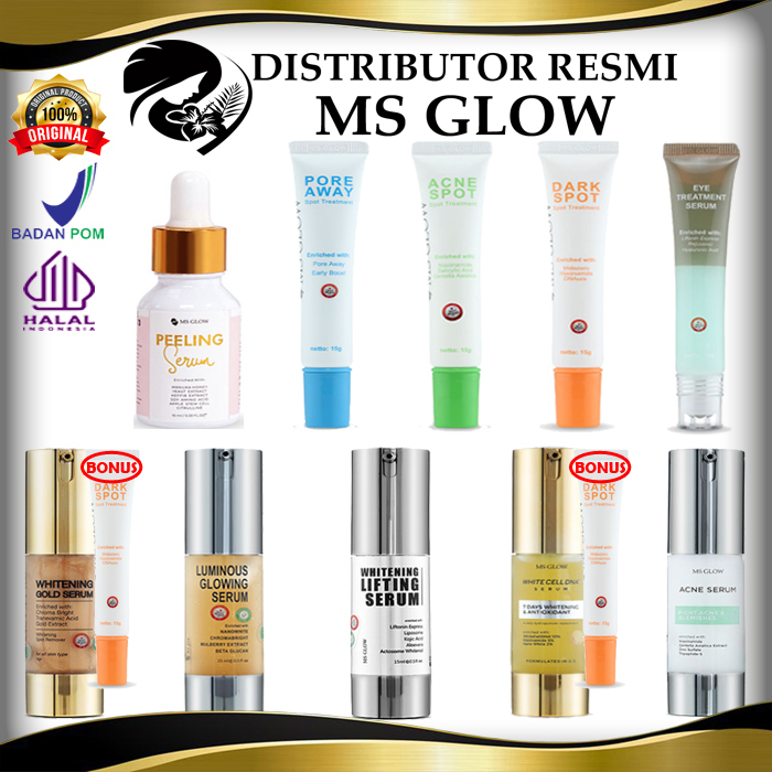MS GLOW SERUM DAN TREATMENT | PEELING SERUM | WHITENING GOLD SERUM | LUMINOUS GLOWING SERUM |  WHITE
