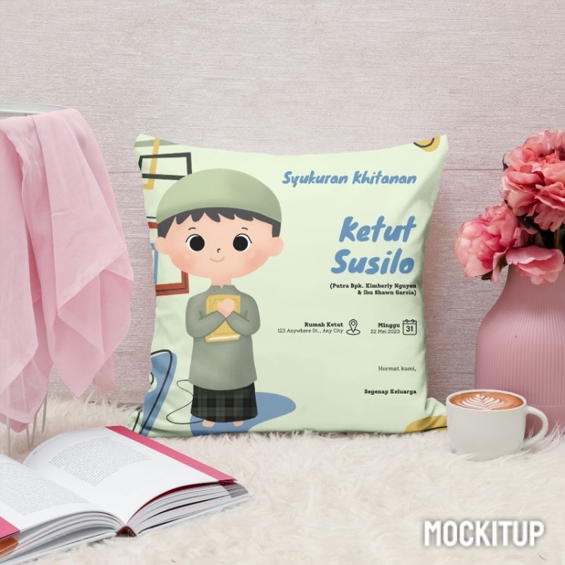 Souvenir Bantal Printing Custom Foto Khitanan Sunatan Murah