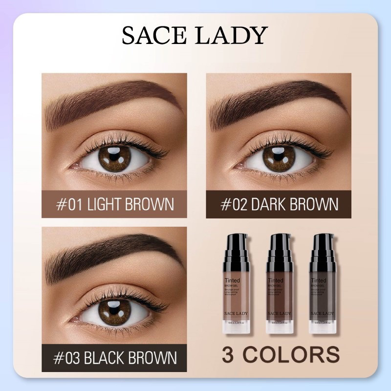 SACE LADY Tinted Brow Gel - Eyebrow Cream Gel Waterproof Longlasting Pensil Alis