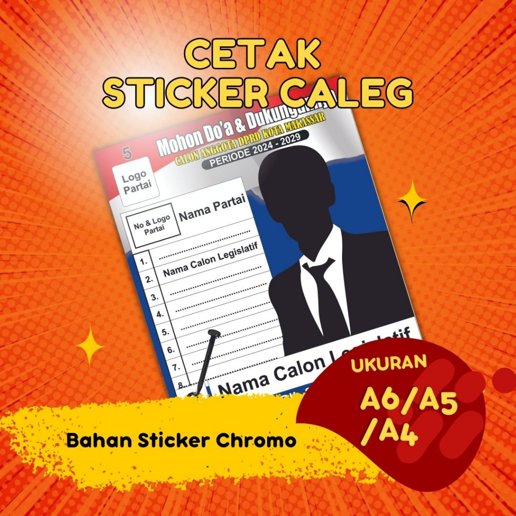 

STICKER CALEG PARTAI/KAMPANYE/PEMILU 2024