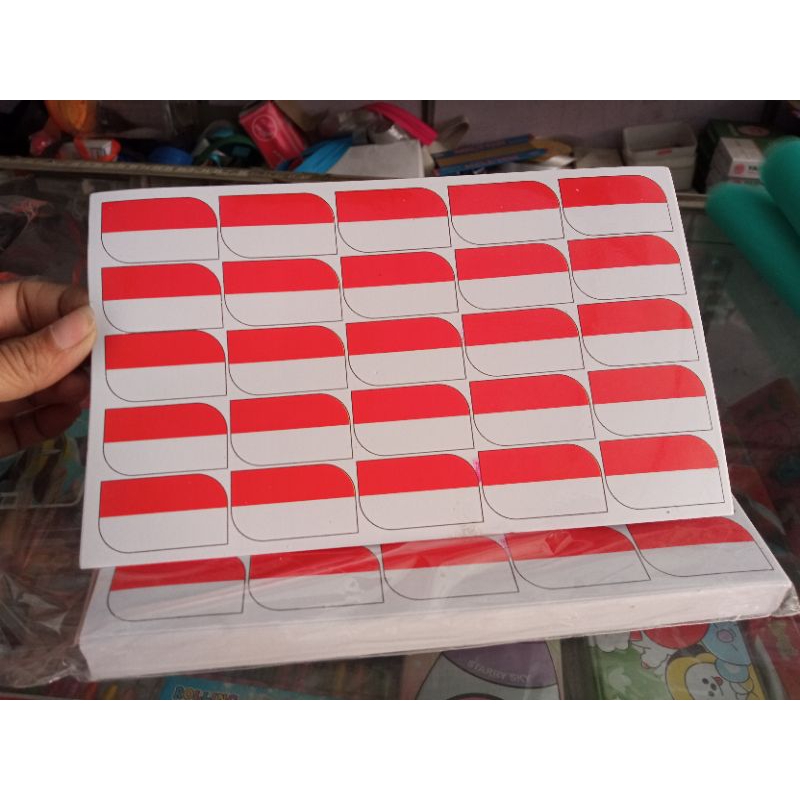 

Stiker merah putih murah untuk pipi 1 lembar isi 25