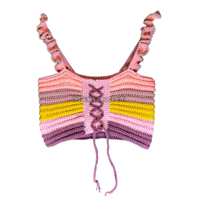 PEACHY CROCHET TOP / Tanktop Rajut dengan tali ruffle
