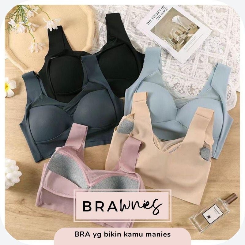 Bra Seamless Nylon Fiber Spandex BH Tanpa Kawat Full Cup