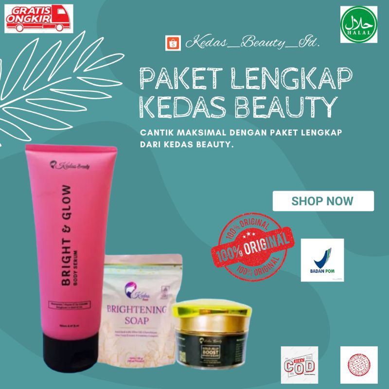 PROMO PAKET LENGKAP KEDAS BEAUTY ORIGINAL - SABUN PEMUTIH BADAN - SKINCARE PEMUTIH WAJAH - SKINCARE 