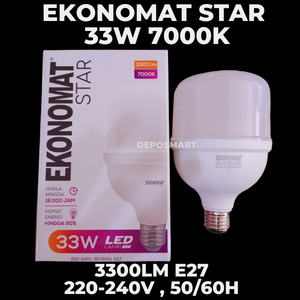 LAMPU LED EKONOMAT STAR 33W 7000K 3300LM E27 PUTIH/ LAMPU TERANG/ LAMP