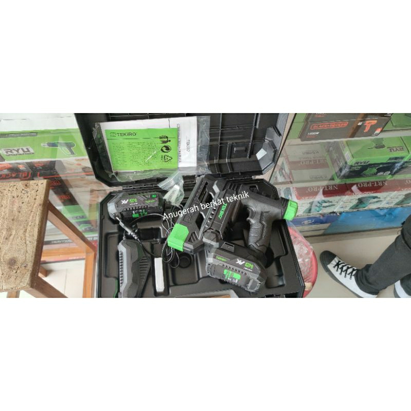 2 BATERAI TEKIRO CORDLESS NAIL GUN STAPLES 2 IN 1 TEMBAK PAKU NAILER