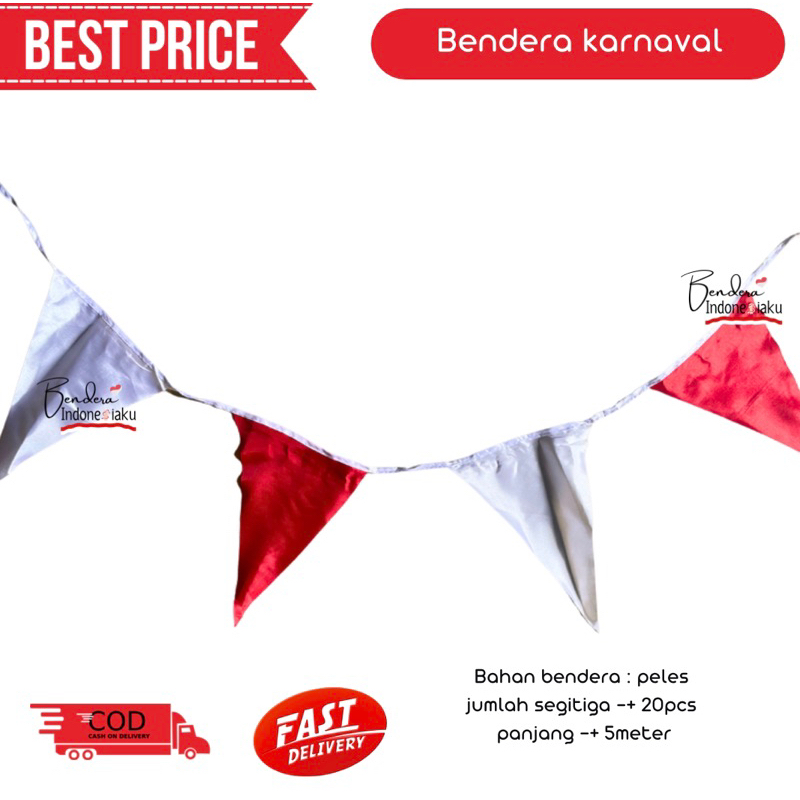 Bendera karnaval indonesia merah putih segitiga hiasan taman