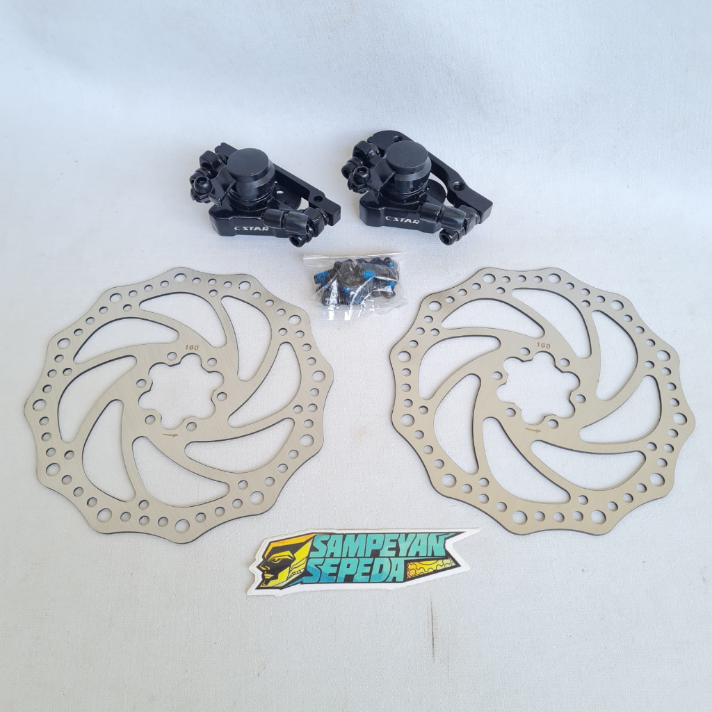 Rem Set Cakram Cstar 160mm Rem Set Cakram Sepeda Cstar Disc Brake Cstar Set Depan Belakang