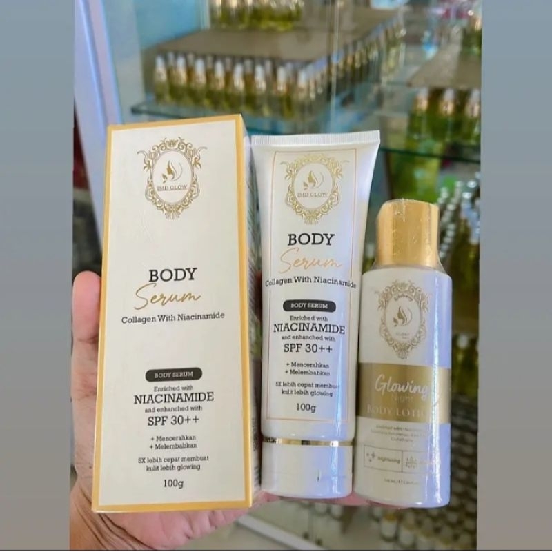 HB GLOWING BODY SERUM( Malam Glowing + Body serum spf 30++)IMD untuk type kulit kering