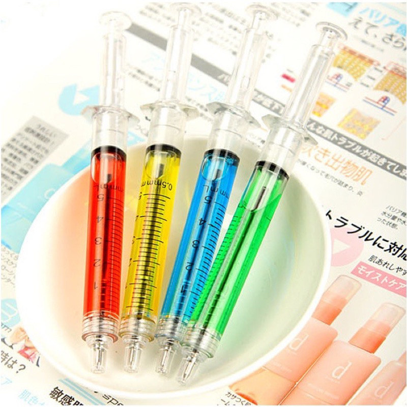 PULPEN JARUM SUNTIK LUCU KOREAN SYRINGE BALLPOINT PEN SOUVENIR