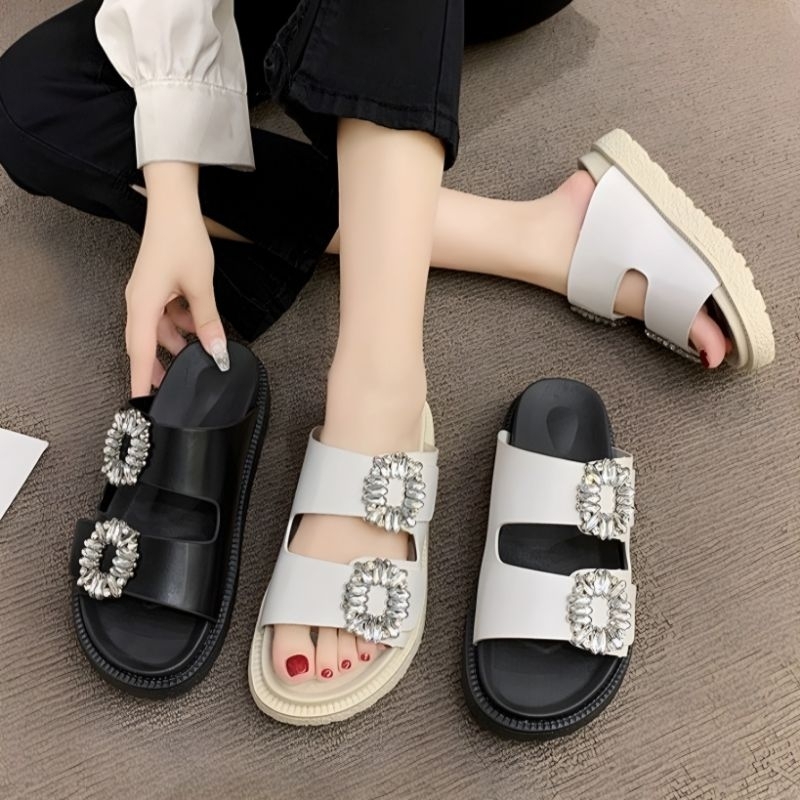 Sandal Wedges Wanita Slavina Terbaru Premium Quality 421 Sendal Cewek Fashion Korea Kekinian 57 Bisa