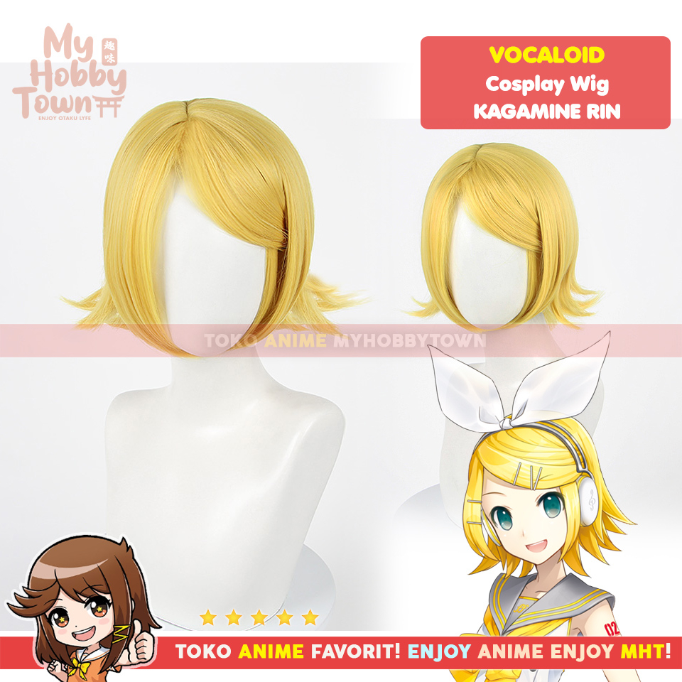 Wig Cosplay Anime Game MCoser Blonde Gold 40 cm 074A - Vocaloid - Kagamine Rin Rambut Palsu