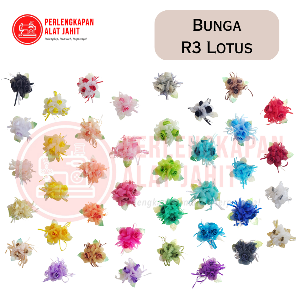 Bunga R3 Lotus Warna, Aplikasi bunga, Aplikasi Baju, Aplikasi DIY, Aplikasi tempel, Bunga tempel