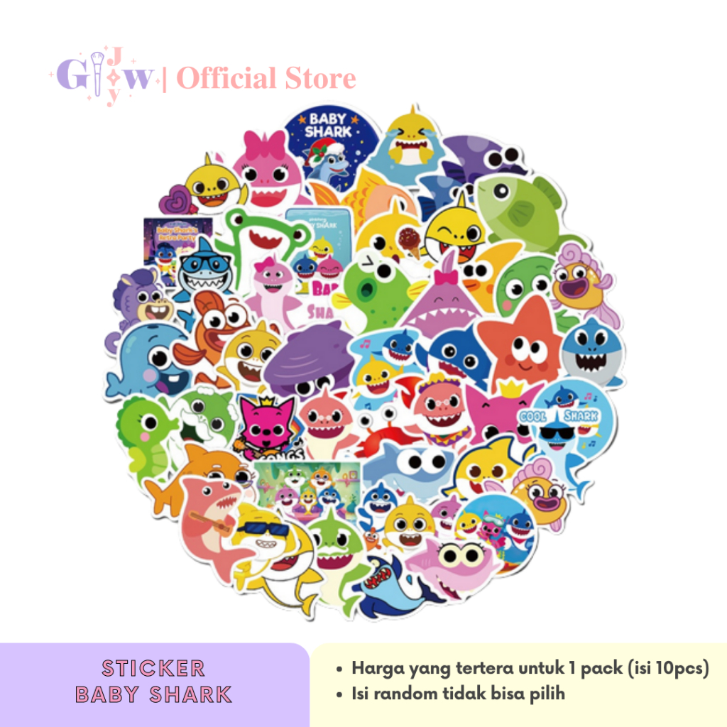 A6071 STICKER 10PCS (BABY SHARK) anti air notebook scrapbook label tempel motif kartun superhero sup
