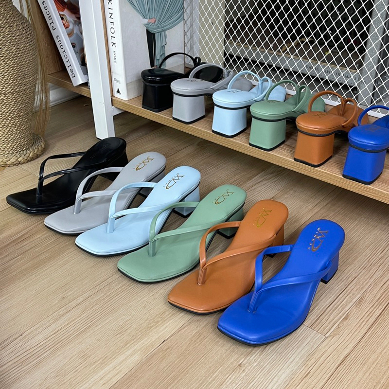 Sandal Wanita EVA Wanita Sepatu Sandal Heels Jepit Hak Tahu 5cm Double Bantalan