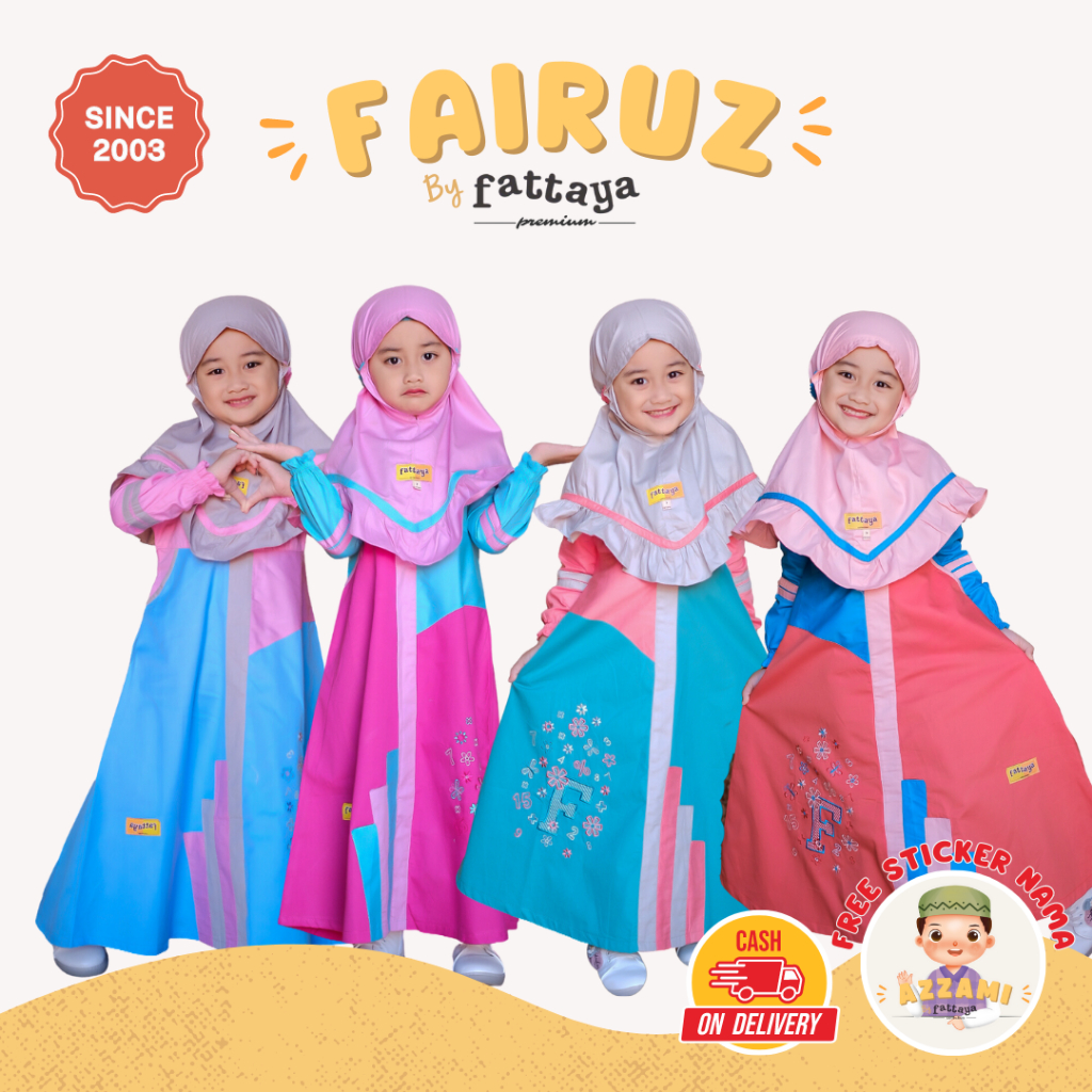 Fattaya Premium Gamis Anak Fairuz - Baju Muslimah Perempuan Dress Syari Putri Busana Jubah Islami Sy