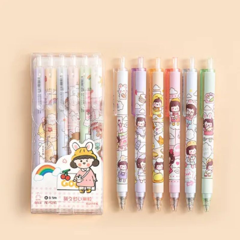 

Pulpen Gel Mekanik Lucu Karakter/ Set Pulpen Gel 6