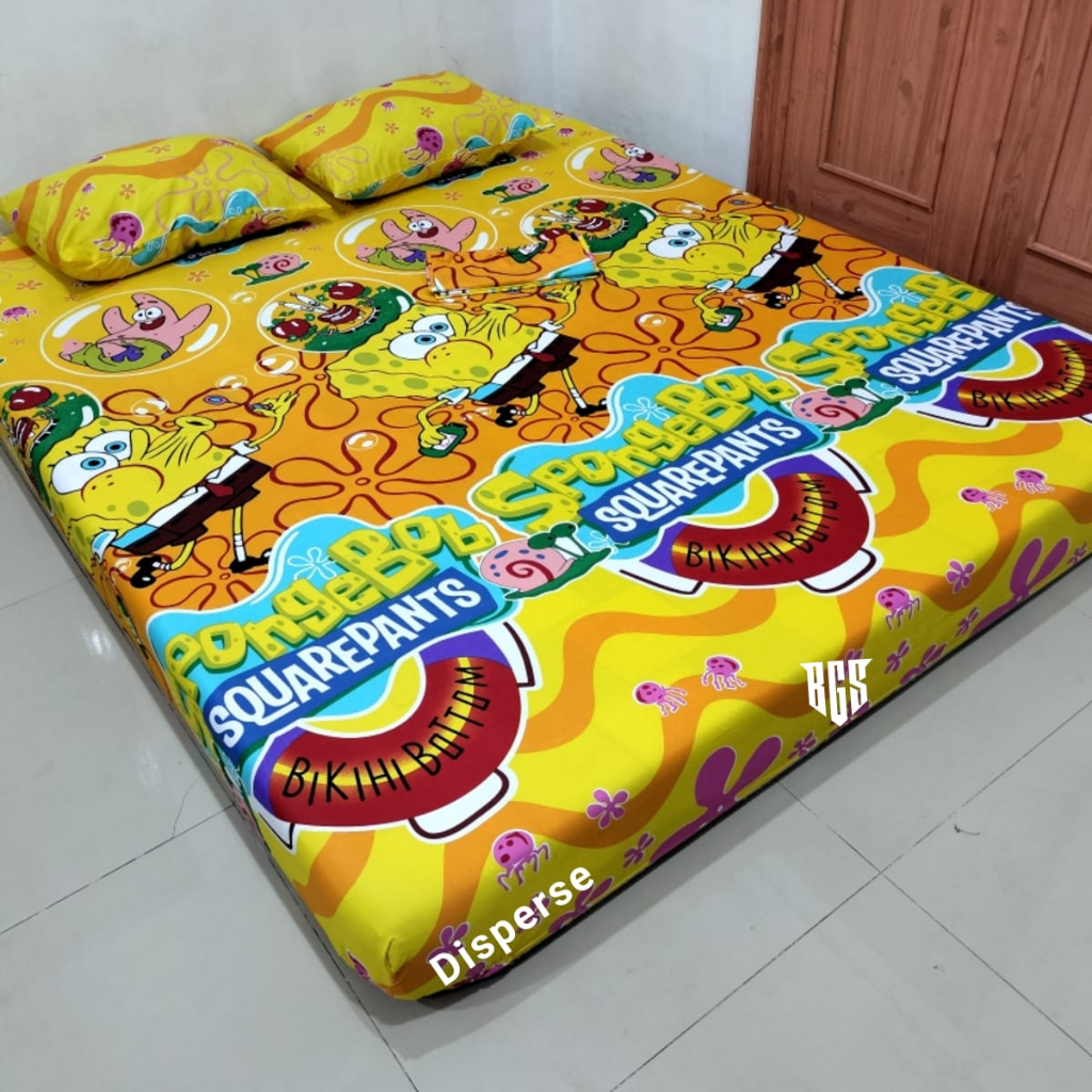 SPREI KARAKTER SPONGEBOB BTS 21 MINNIE PINK KUPU KUPU UK 120/160/180