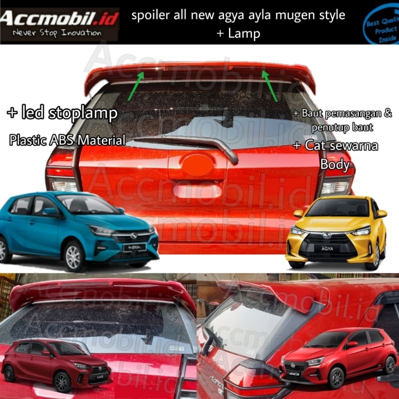 spoiler all new agya ayla 2023 on model mugen with lampu spoiler axia wigo