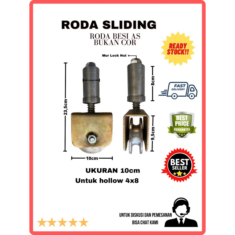 Roda pagar sliding/sleding 10cm roda super anti anjlok roda pintu besi pagar