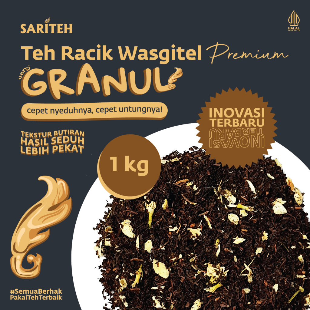 

Sariteh Indonesia Teh Racik Wasgitel Premium versi Granul - Teh Melati/Jasmine Tea Bubuk - 1 kg