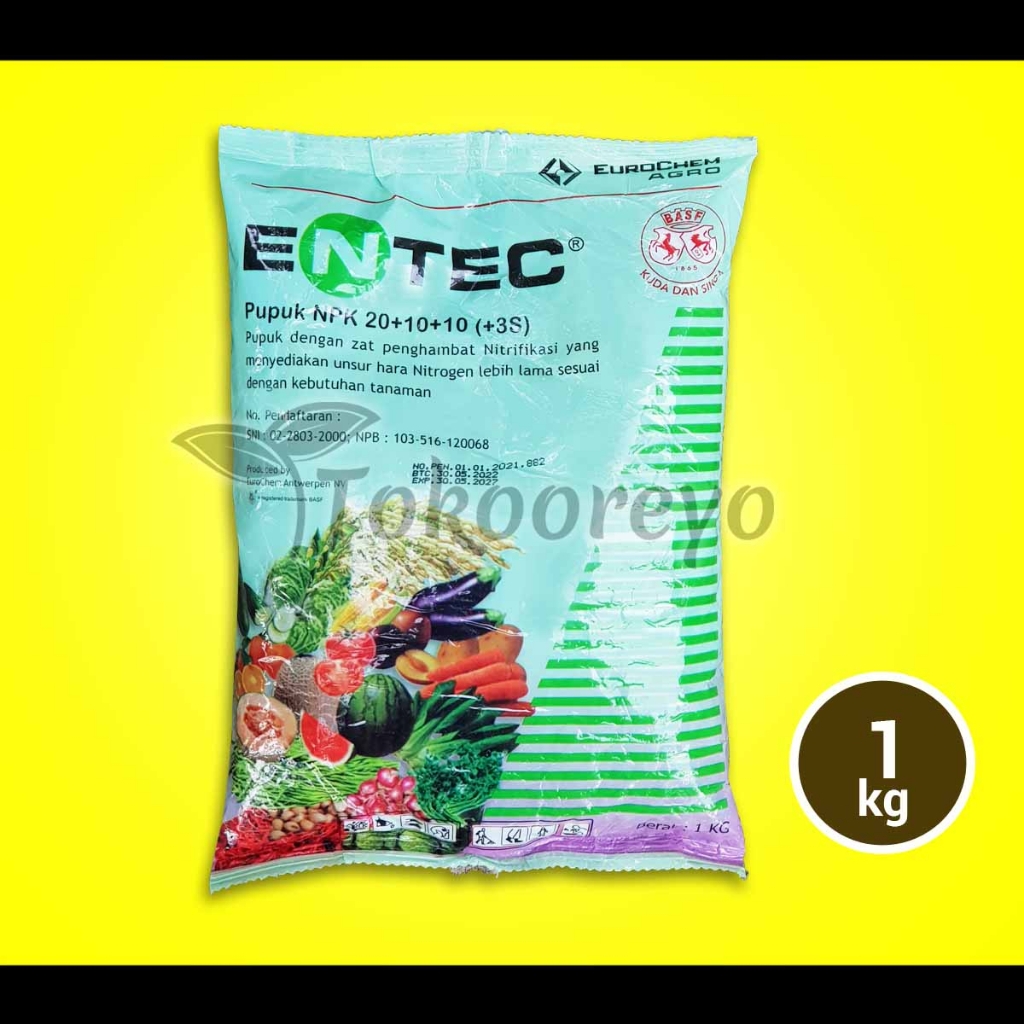 PUPUK ENTEC NPK 20 10 10 BERAT 1 KG KEMASAN PABRIK