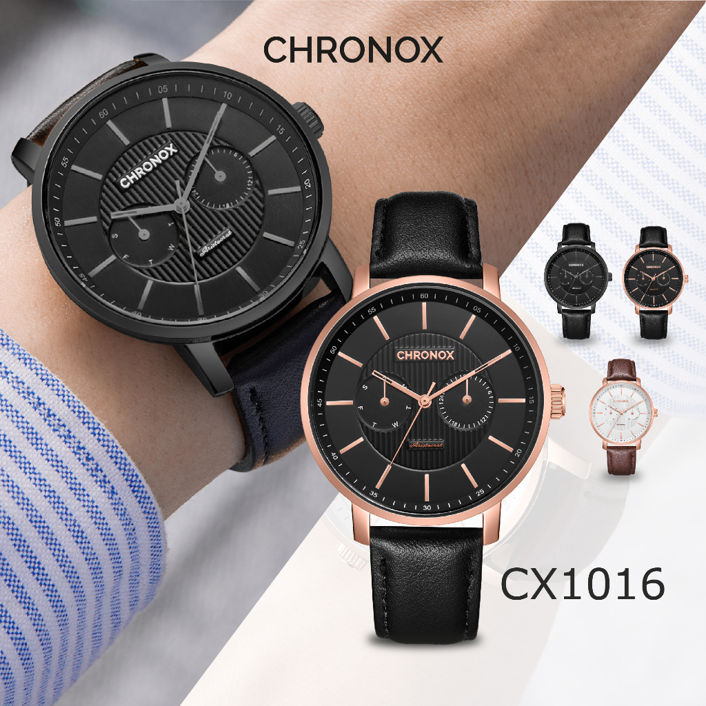 Jam Tangan Pria Analog Anti Air Original Leather Chronox CX1016 Majestic