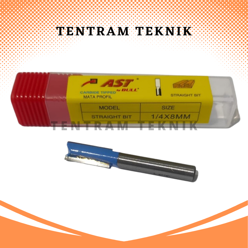 Mata Profil Kayu Straight Bit 1/4" X 8mm AST / Mata Profil Straight Bit 8 mm AST / Mata Trimmer Rout