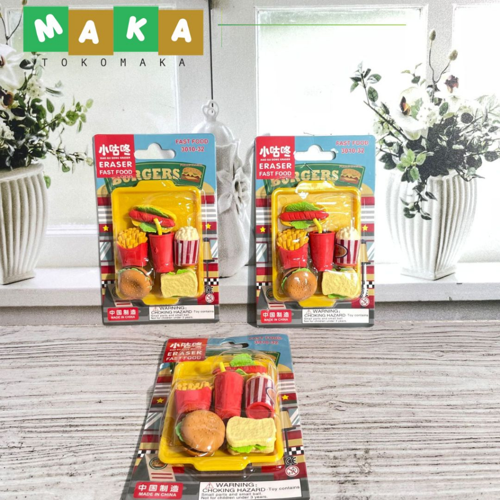 

penghapus burger kola cover 1 set 3010 versi 2 penghapus makanan junk food hapusan pensil burger kentang perlatan sekolah perlengkapan alat tulis kantor