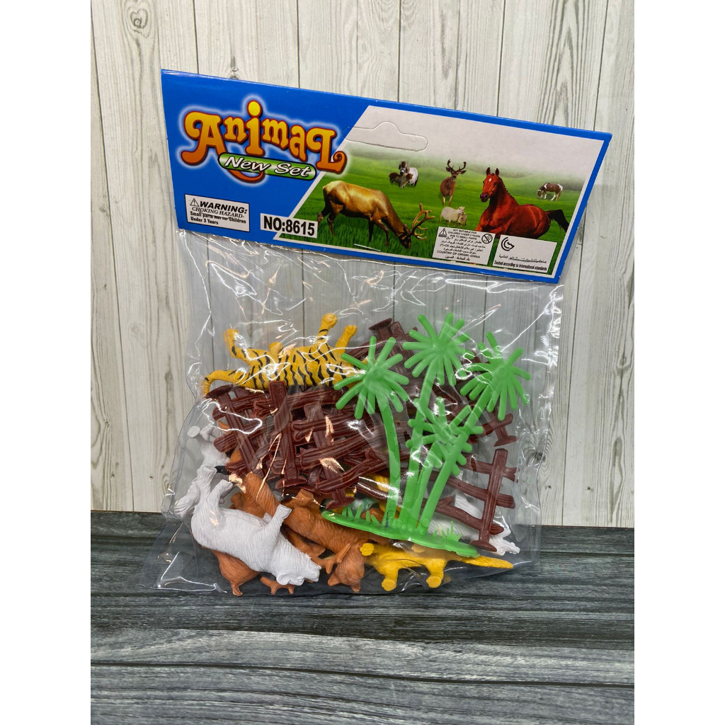 Mainan Binatang Karet Kecil 12pcs Pagar Pohon Animal New Set 8615