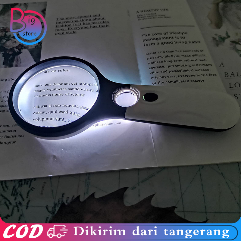 

2 In1 Lampu Kaca Pembesar Led Membaca Magnifying Glass Dengan Lampu