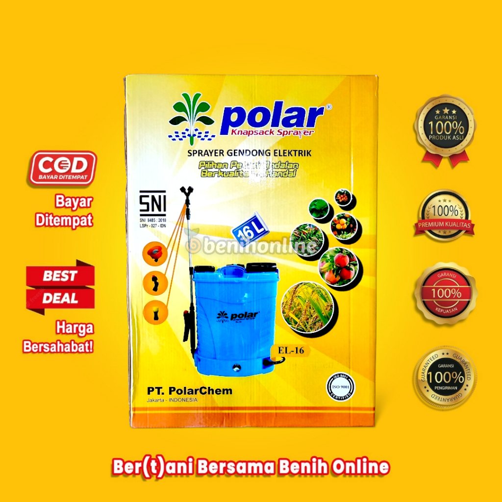 SPRAYER POLAR KNAPSACK – ELEKTRIK – 16 LITER (Tanki Alat Semprot Pertanian)