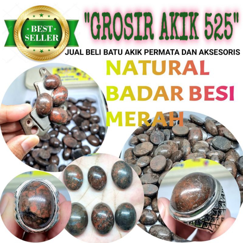 cincin batu akik badar besi merah nempel magnet asli natural