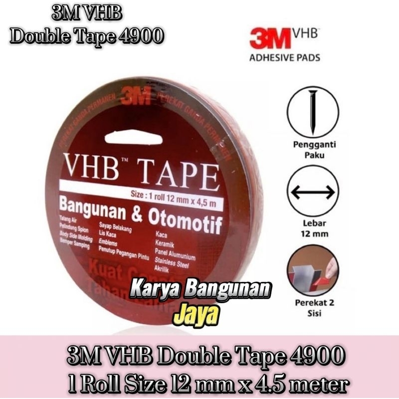 

3M VHB Double Tape 4900 , 1 Roll Size 12 mm x 4.5 meter