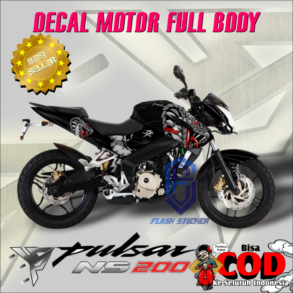 DECAL STICKER STRIPING FULLBODY KAWASAKI PULSAR NS200 COBRA