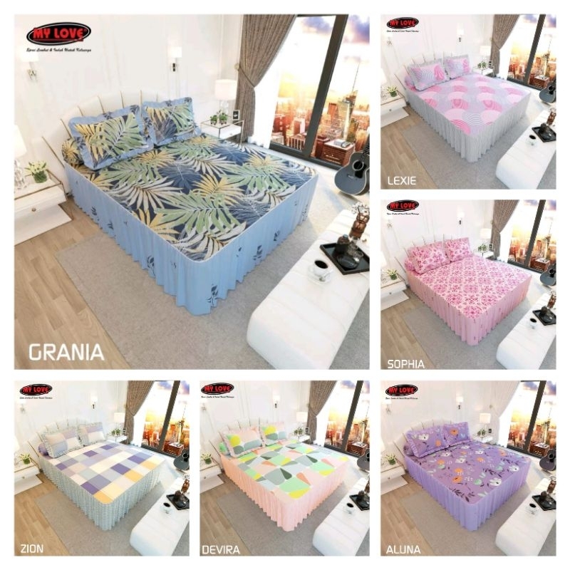 Sprei Rumbai King 180x200 ALL NEW MY LOVE Tinggi 30 cm / Seprai My Love Rumbay 180×200 New Motif