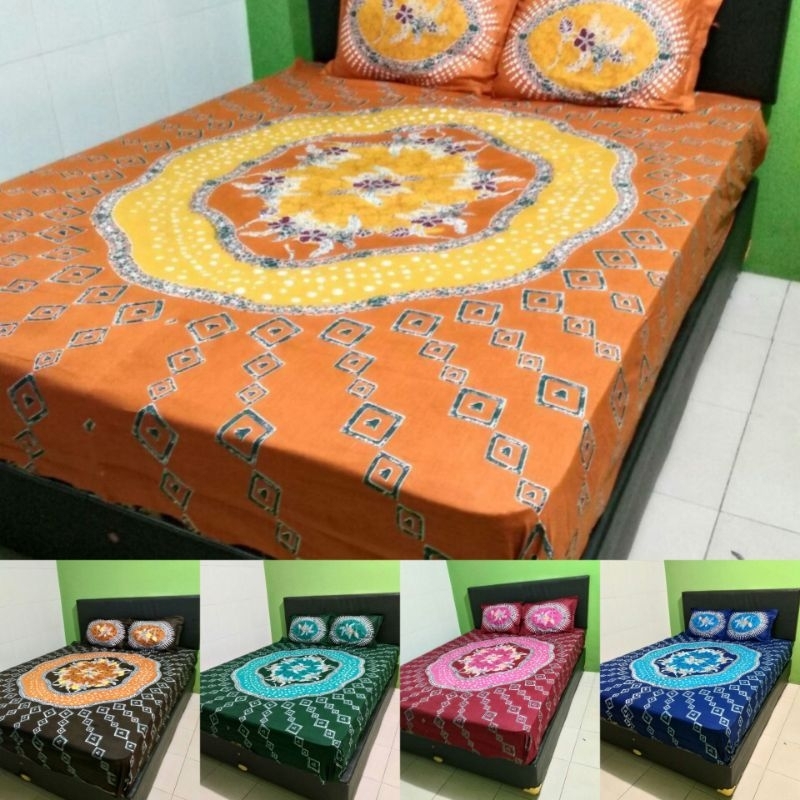 Sprei Batik Cap Asli Pekalongan Bahan Katun Halus 180x200 (BR)