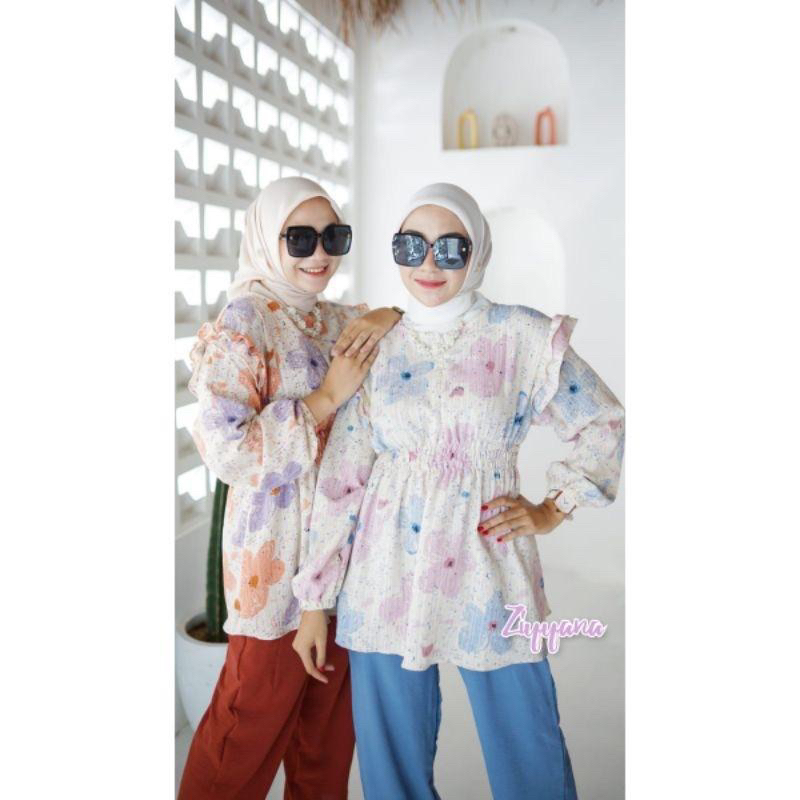 Setelan crinkle Motif Bunga premium one set Crinkle