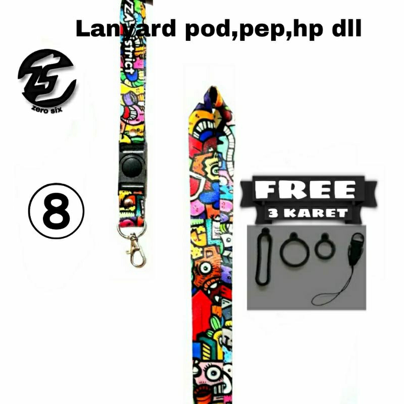 

Tali Gantungan Lanyard id card motif printing free karet