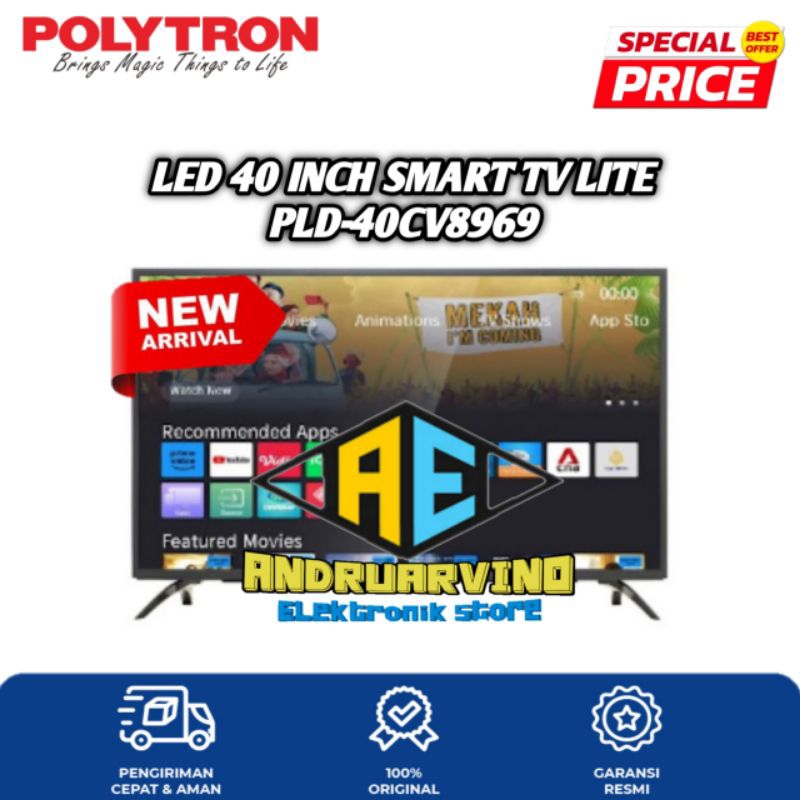 POLYTRON LED 40 INCH SMART TV PLD-40CV8969 DIGITAL SMART TV GARANSI RESMI PLD40CV8969
