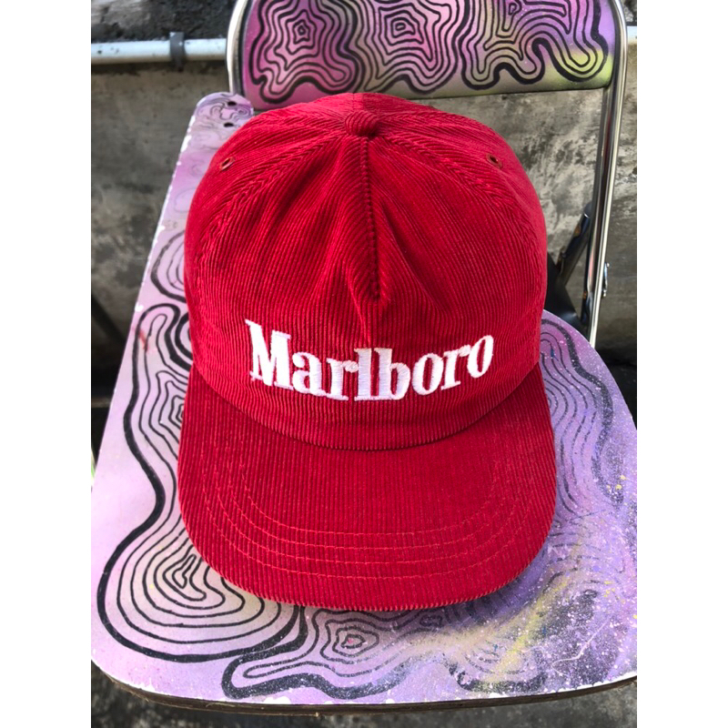 marlboro vintage corduroy red cap