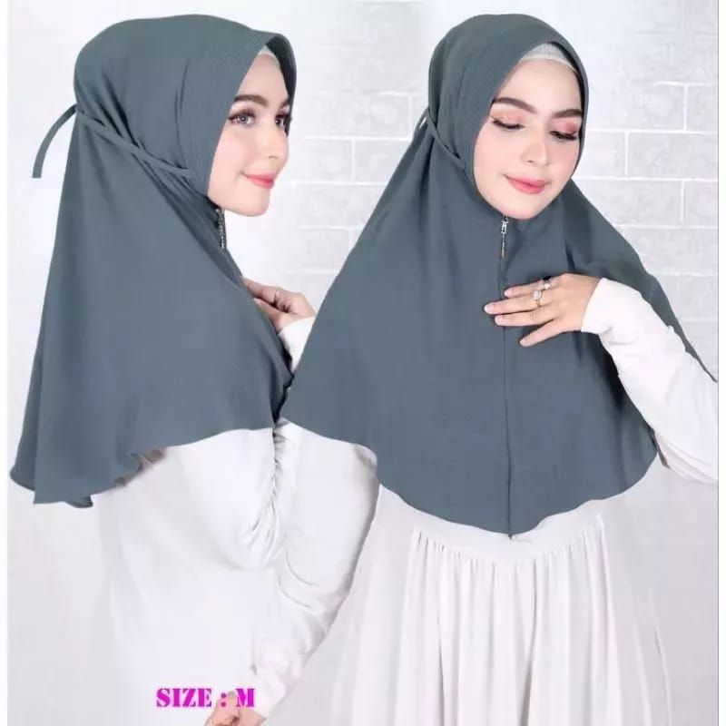 Jilbab Bergo Maryam Pet Tali Crinkle Size M/ Kerudung Crinkle Pet Tali