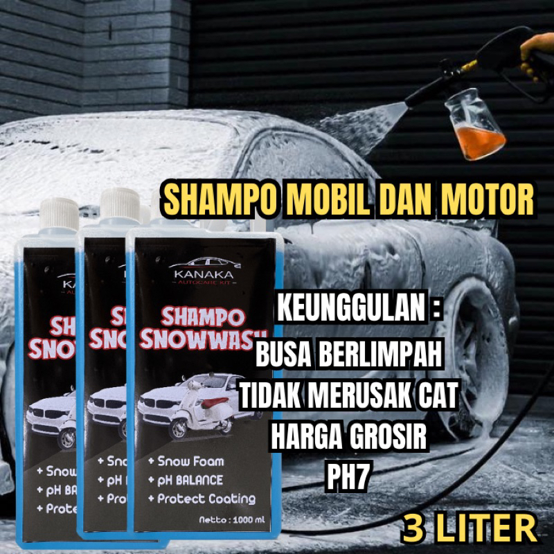 (COD) SHAMPO MOBIL BUNDLING 3 LITER/SHAMPO MOTOR/SHAMPO BUSA MELIMPAH/SHAMPO MOBIL DAN MOTOR/SHAMPO 
