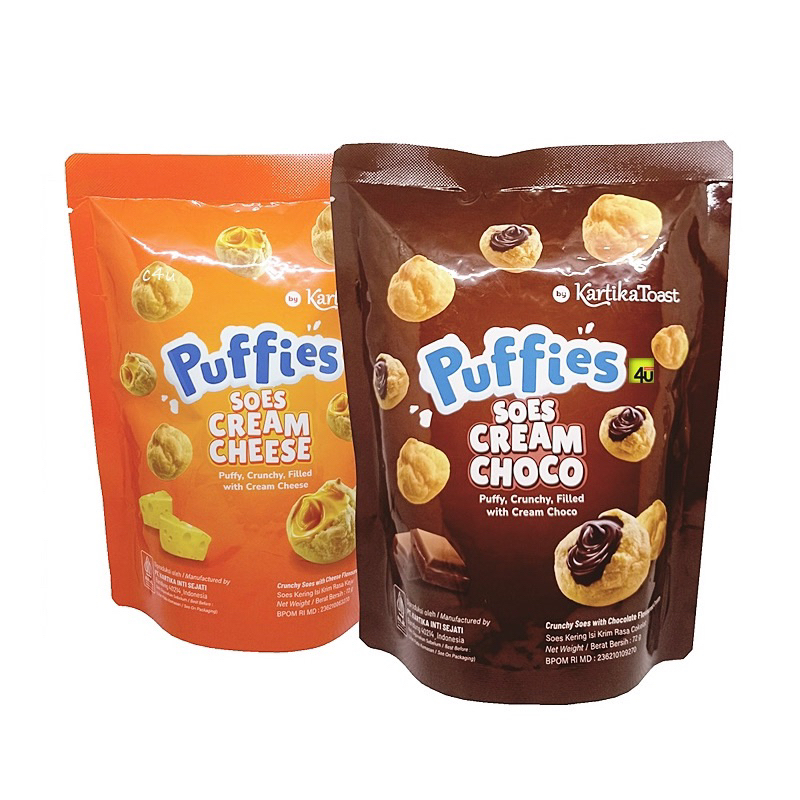 

Kartika Toast PUFFIES Soes Cream Cheese / Chocolate Crispy Puff Cokelat 33 Gram