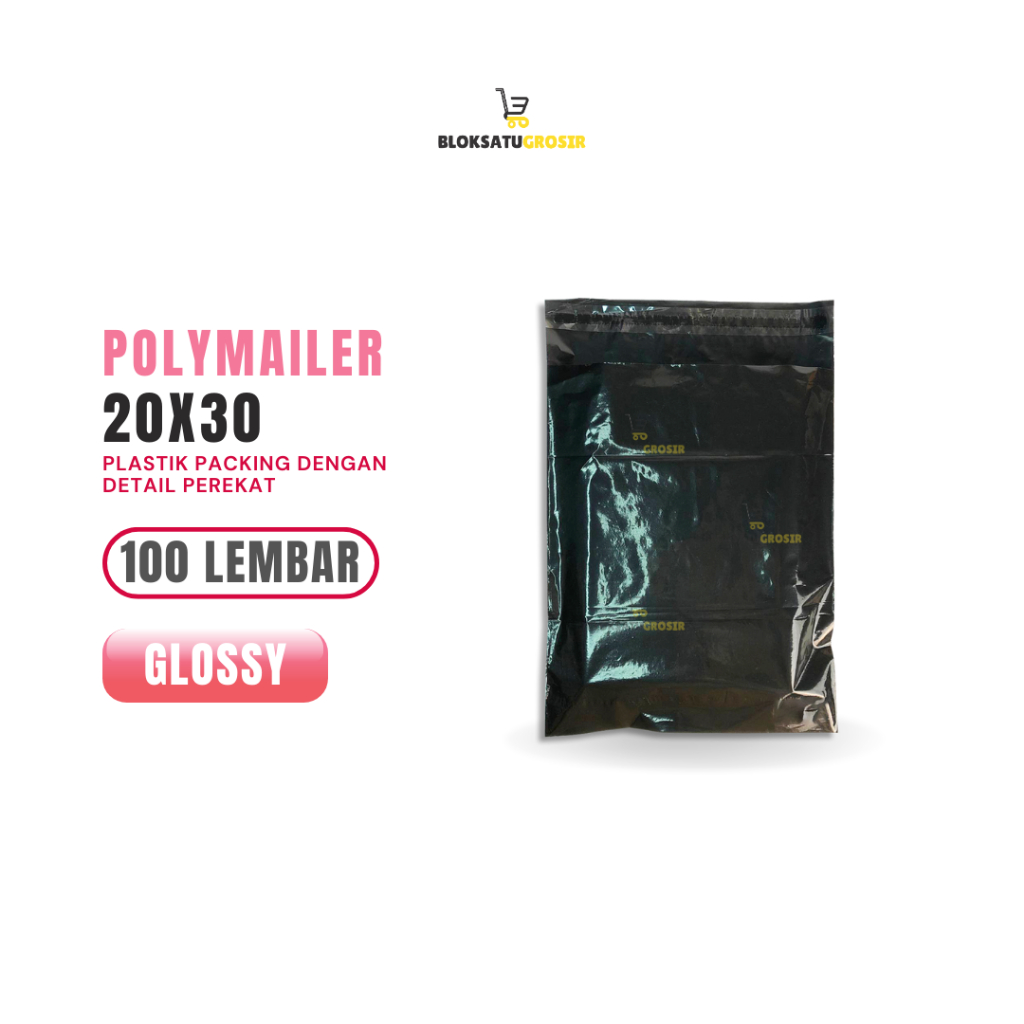 

Plastik Kantong Polymailer Hitam Glossy 20 x 30 cm isi 100 lembar Premium Plastik Packing Masker Packing Kosmetik Plastik Lem