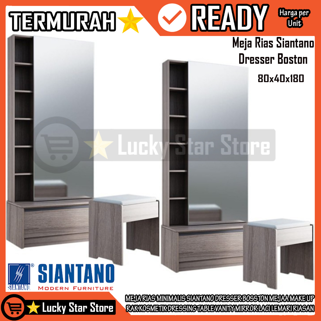[Kargo] Meja Rias Siantano Dresser Boston Dressing Table Vanity Mirror Cermin Kaca Petak Kotak Bangk